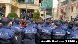 Polis Bakıda qadın fəlların aksiyasına imkan vermir, 8 mart, 2021-ci il