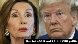 Nümayəndələr Palatasının spikeri Nancy Pelosi (solda) və prezident Donald Trump